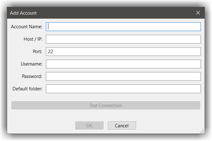 SSH account dialog